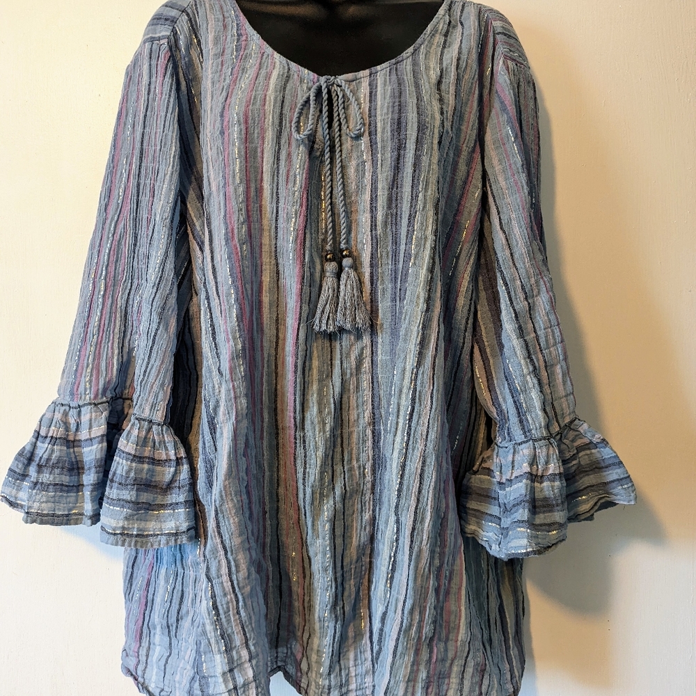 Style & Co blouse, 2X, blue/multi